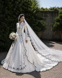Load image into Gallery viewer, White Statement Wedding Dress with Flowing Skirt and Refined Bridal Silhouette