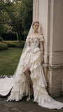 Load image into Gallery viewer, Ivory Bridal Gown with Flowing Train, Elegant Wedding Dress for Formal Ceremony
