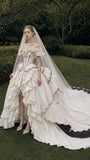 Load image into Gallery viewer, Ivory Bridal Gown with Flowing Train, Elegant Wedding Dress for Formal Ceremony