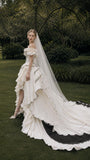 Load image into Gallery viewer, Ivory Bridal Gown with Flowing Train, Elegant Wedding Dress for Formal Ceremony