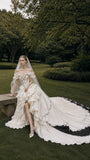 Load image into Gallery viewer, Ivory Bridal Gown with Flowing Train, Elegant Wedding Dress for Formal Ceremony