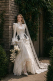 Load image into Gallery viewer, Ivory Formal Bridal Dress with Elegant Train, Romantic Wedding Gown
