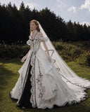 Load image into Gallery viewer, White Statement Wedding Dress with Flowing Skirt and Refined Bridal Silhouette