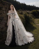 Load image into Gallery viewer, White Statement Wedding Dress with Flowing Skirt and Refined Bridal Silhouette