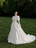 Load image into Gallery viewer, Ivory Formal Bridal Dress with Elegant Train, Romantic Wedding Gown