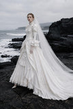 Load image into Gallery viewer, White Statement Wedding Dress with Flowing Skirt and Refined Bridal Silhouette