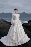 Load image into Gallery viewer, White Formal Bridal Dress with Elegant Train, Romantic Wedding Gown