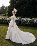 Load image into Gallery viewer, Ivory Statement Wedding Dress with Flowing Skirt and Refined Bridal Silhouette