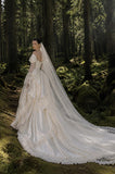 Load image into Gallery viewer, Ivory Bridal Gown with Flowing Train, Elegant Wedding Dress for Formal Ceremony