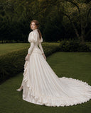 Load image into Gallery viewer, Ivory Formal Bridal Dress with Elegant Train, Romantic Wedding Gown