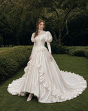 Load image into Gallery viewer, Ivory Formal Bridal Dress with Elegant Train, Romantic Wedding Gown