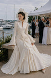 Load image into Gallery viewer, Ivory Statement Wedding Dress with Flowing Skirt and Refined Bridal Silhouette