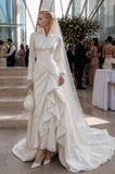 Load image into Gallery viewer, Ivory Bridal Gown with Flowing Train, Elegant Wedding Dress for Formal Ceremony
