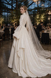 Load image into Gallery viewer, Ivory Wedding Gown with Graceful Full Length Silhouette and Dramatic Bridal Train