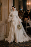 Load image into Gallery viewer, Ivory Formal Bridal Dress with Elegant Train, Romantic Wedding Gown