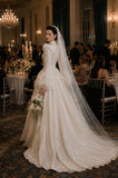 Load image into Gallery viewer, Ivory Formal Bridal Dress with Elegant Train, Romantic Wedding Gown