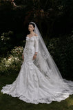 Load image into Gallery viewer, White Statement Wedding Dress with Flowing Skirt and Refined Bridal Silhouette