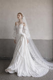Load image into Gallery viewer, Ivory Formal Bridal Dress with Elegant Train, Romantic Wedding Gown