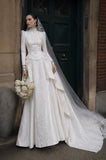 Load image into Gallery viewer, Ivory Formal Bridal Dress with Elegant Train, Romantic Wedding Gown