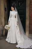 Load image into Gallery viewer, Ivory Formal Bridal Dress with Elegant Train, Romantic Wedding Gown