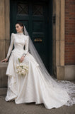 Load image into Gallery viewer, Ivory Formal Bridal Dress with Elegant Train, Romantic Wedding Gown