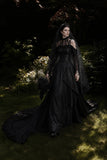 Load image into Gallery viewer, Black Statement Bridal Dress with Dramatic Full Length Wedding Silhouette
