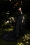 Load image into Gallery viewer, Black Statement Bridal Dress with Dramatic Full Length Wedding Silhouette