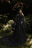 Load image into Gallery viewer, Black Statement Bridal Dress with Dramatic Full Length Wedding Silhouette