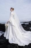 Load image into Gallery viewer, White Statement Wedding Dress with Flowing Skirt and Refined Bridal Silhouette