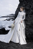 Load image into Gallery viewer, White Statement Wedding Dress with Flowing Skirt and Refined Bridal Silhouette