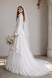 Load image into Gallery viewer, Ivory Formal Bridal Dress with Elegant Train, Romantic Wedding Gown