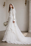 Load image into Gallery viewer, Ivory Formal Bridal Dress with Elegant Train, Romantic Wedding Gown