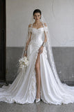 Load image into Gallery viewer, White Statement Wedding Dress with Flowing Skirt and Refined Bridal Silhouette