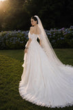 Load image into Gallery viewer, Ivory Bridal Gown with Flowing Train, Elegant Wedding Dress for Formal Ceremony