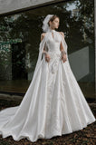Load image into Gallery viewer, White Formal Bridal Dress with Elegant Train, Romantic Wedding Gown