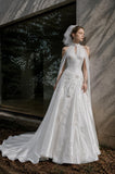 Load image into Gallery viewer, White Formal Bridal Dress with Elegant Train, Romantic Wedding Gown