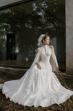 Load image into Gallery viewer, White Formal Bridal Dress with Elegant Train, Romantic Wedding Gown