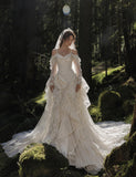 Load image into Gallery viewer, Ivory Statement Wedding Dress with Flowing Skirt and Refined Bridal Silhouette