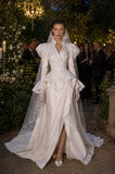 Load image into Gallery viewer, Ivory Wedding Gown with Graceful Full Length Silhouette and Dramatic Bridal Train