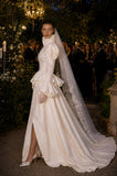 Load image into Gallery viewer, Ivory Wedding Gown with Graceful Full Length Silhouette and Dramatic Bridal Train