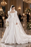Load image into Gallery viewer, Ivory Formal Bridal Dress with Elegant Train, Romantic Wedding Gown