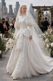 Load image into Gallery viewer, Ivory Statement Wedding Dress with Flowing Skirt and Refined Bridal Silhouette