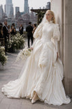 Load image into Gallery viewer, Ivory Statement Wedding Dress with Flowing Skirt and Refined Bridal Silhouette