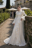 Load image into Gallery viewer, Ivory Bridal Gown with Flowing Train, Elegant Wedding Dress for Formal Ceremony