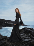 Load image into Gallery viewer, Black Formal Evening Dress with Refined Full Length Silhouette for Reception and Gala