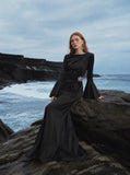 Load image into Gallery viewer, Black Formal Evening Dress with Refined Full Length Silhouette for Reception and Gala
