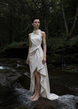 Load image into Gallery viewer, White One Shoulder Dress, Elegant Formal Evening Gown for Reception and Gala