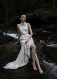 Load image into Gallery viewer, White One Shoulder Dress, Elegant Formal Evening Gown for Reception and Gala