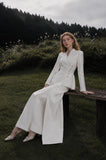 Load image into Gallery viewer, White Long Blazer Dress, Tailored Formal Outfit for Reception and Evening Event