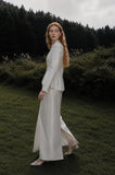 Load image into Gallery viewer, White Long Blazer Dress, Tailored Formal Outfit for Reception and Evening Event